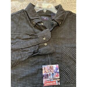 Coleman Men's‎ XL Flannel Long Sleeve Shirt New Outdoor VTG Pockets Plaid Black